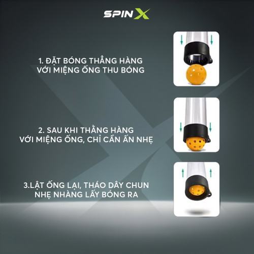 Cây Nhặt Bóng Pickleball/Tennis SpinX Chính Hãng - Có Dây Đeo - Gọn Nhẹ - Độ Bền Cao - Dễ Sử Dụng - Tiện Lợi